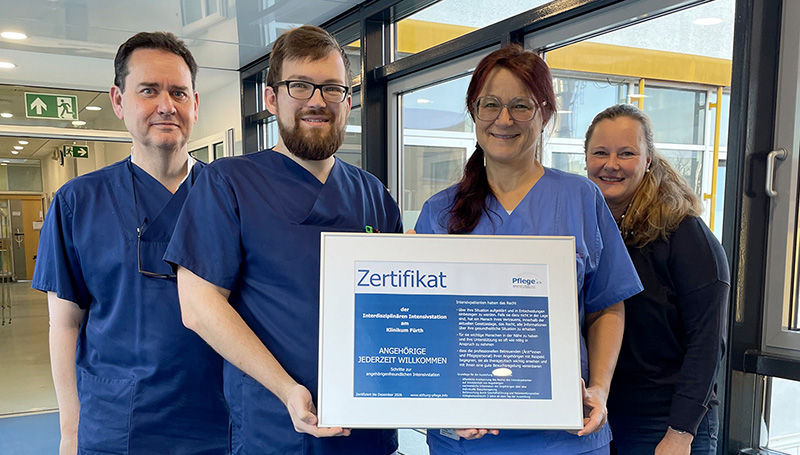 Zertifikat "Angehörige willkommen" Interdisziplinäre Intensivstation präsentiert Zertifikat "Angehörige willkommen"