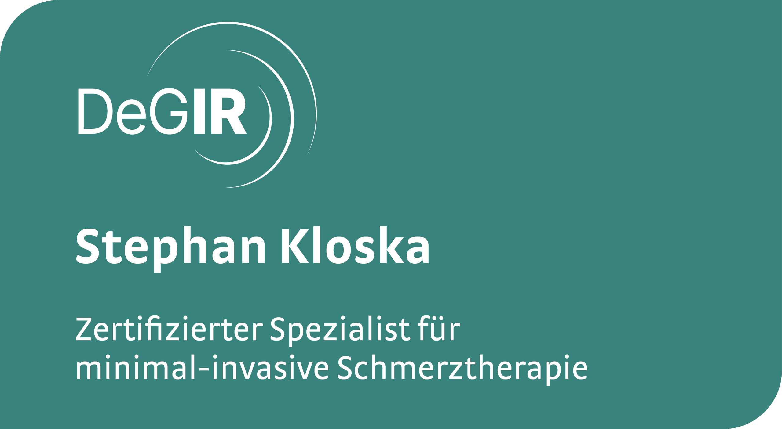 Siegel von Kloska für minimal-invasive Schmerztherapie